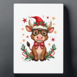 Cute Highland Cow Lover Santa Hat Western Christma Plaque<br><div class="desc">Cute Highland Cow Lover Santa Hat Western Christmas Pajamas Long Sleeve T-Shirt (3)</div>