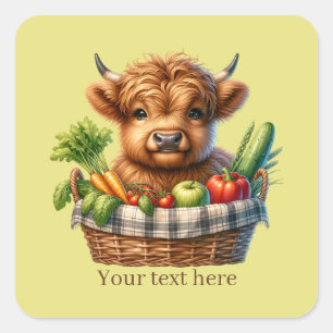 Cute highland cow lovers customisable square sticker