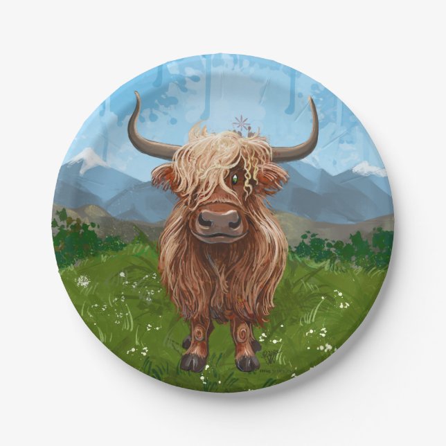 Cute Highland Cow Paper Plate (Front)