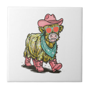 Cute Highland Cow Png, Western Tile