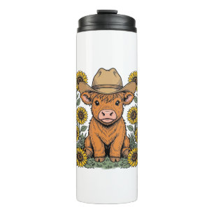 Cute Highland Cow Sunflower Cowboy Vintage Shirt_1 Thermal Tumbler