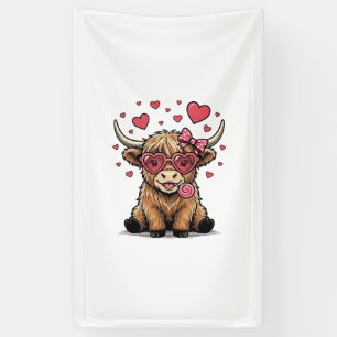 Cute Highland Cow Valentine Heart Glasses Vector_1 Banner