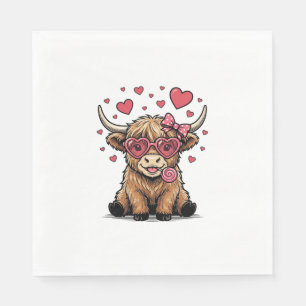 Cute Highland Cow Valentine Heart Glasses Vector_1 Napkin