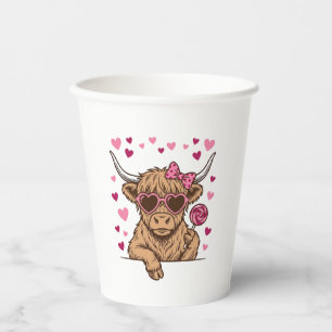 Cute Highland Cow Valentine Sunglasses Vector Desi Paper Cups