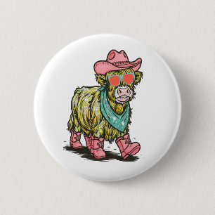 Cute Highland Cow , Western 6 Cm Round Badge