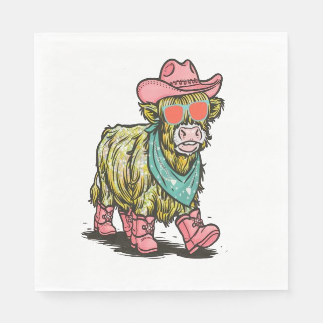 Cute Highland Cow , Western Napkin (Front)