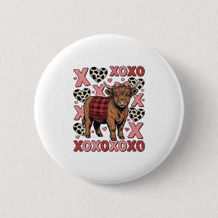 Cute Highland Cow XOXO Valentine Vintage Shirt Des 6 Cm Round Badge