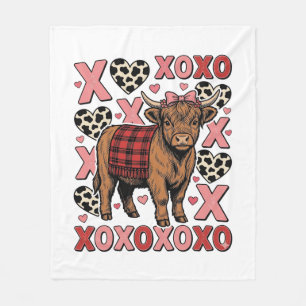 Cute Highland Cow XOXO Valentine Vintage Shirt Des Fleece Blanket