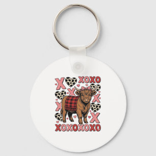 Cute Highland Cow XOXO Valentine Vintage Shirt Des Key Ring