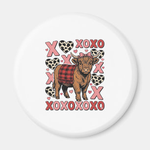 Cute Highland Cow XOXO Valentine Vintage Shirt Des Magnet