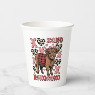 Cute Highland Cow XOXO Valentine Vintage Shirt Des Paper Cups
