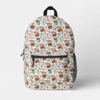Cute Highland Cows & Pink Flowers Pattern Floral