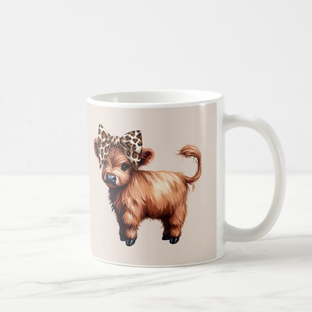 Cute Highland Cows Tan Coffee Mug (Right)