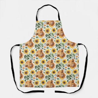 Cute Highland Cows & Yellow Sunflower Flowers Apron