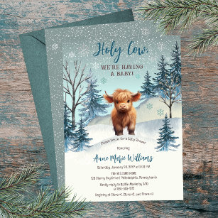 Cute Highland Holy Cow Winter Baby Shower Invitation
