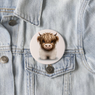 Cute Highlands Scottish Cow 7.5 Cm Round Badge