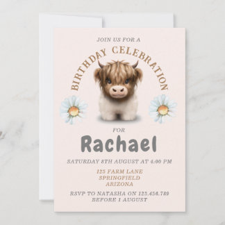 Cute Highlands Scottish Cow Invitation