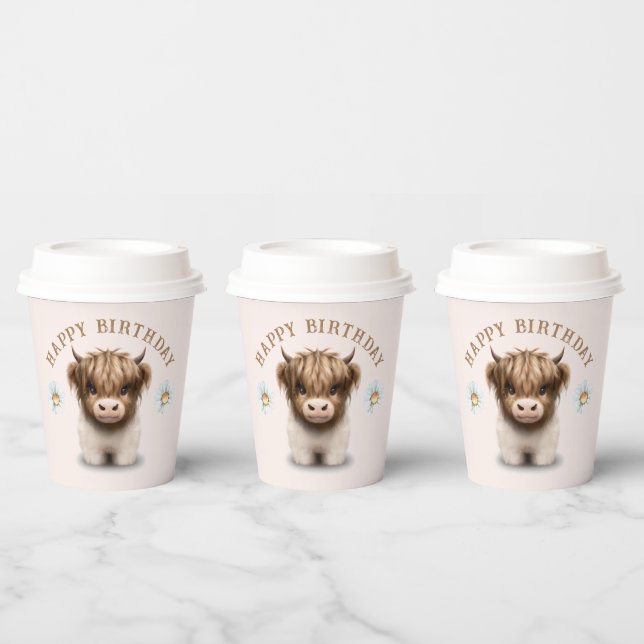 Cute Highlands Scottish Cow Paper Cups (Multi)