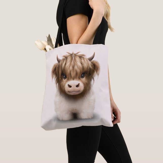 Cute Highlands Scottish Cow Tote Bag (Close Up)