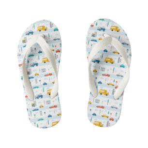 Cute Highway Vehicle Pattern Kid's Jandals