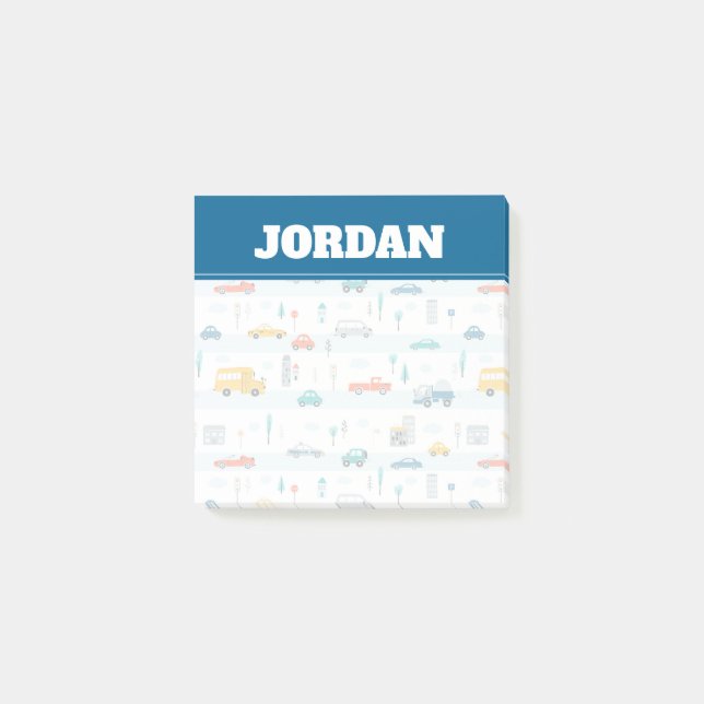 Cute Highway Vehicle Pattern Post-it Notes (Front)
