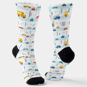 Cute Highway Vehicle Pattern Socks