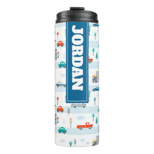 Cute Highway Vehicle Pattern Thermal Tumbler