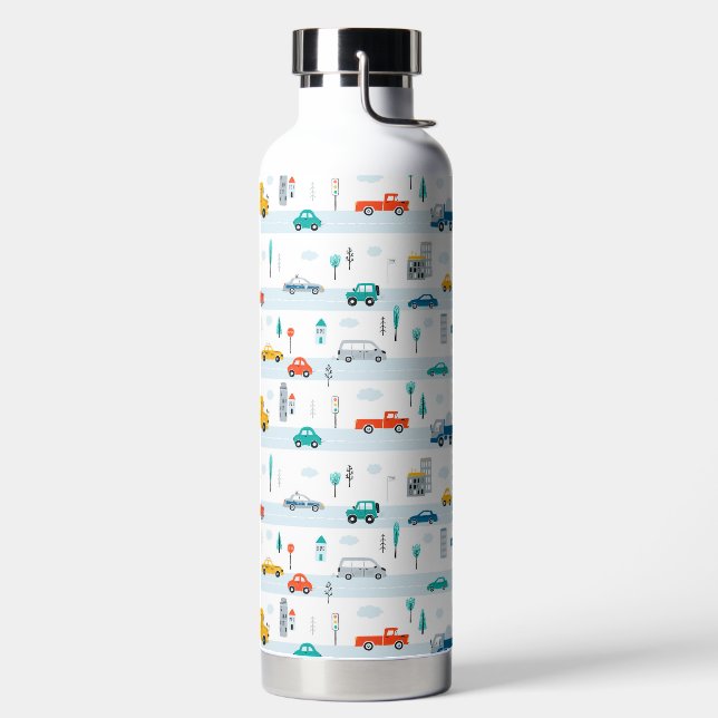 Cute Highway Vehicle Pattern Water Bottle (Left)
