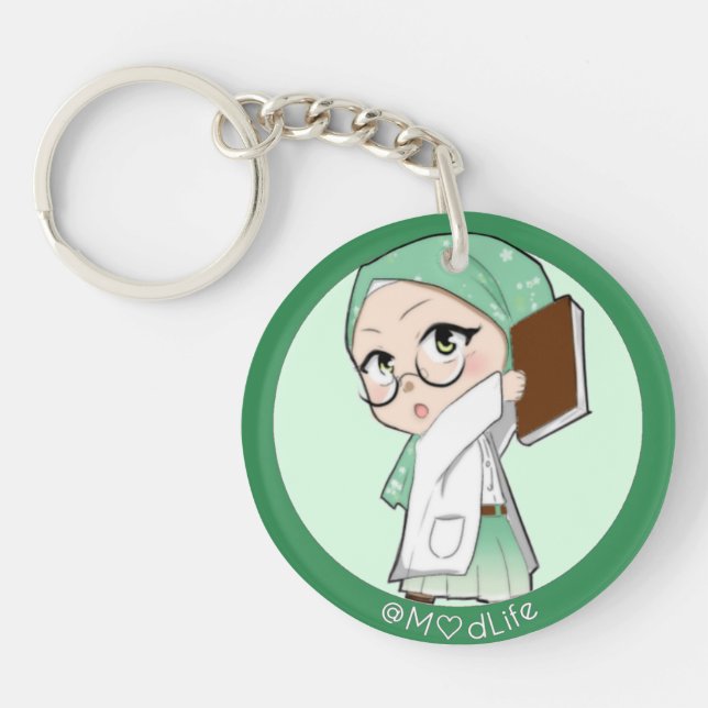 cute hijabed anime key chain (Front)