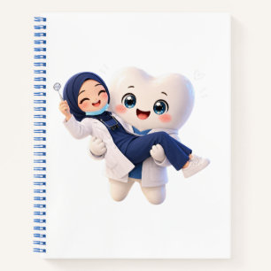 Cute Hijabi Dentist & Happy Tooth Spiral Notebook