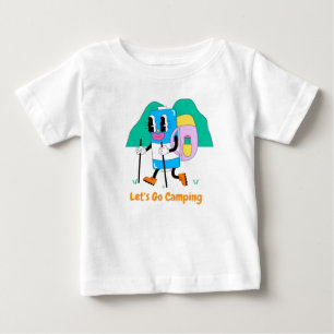Cute Hiking Battery Character – Funny Camping Cart Baby T-Shirt