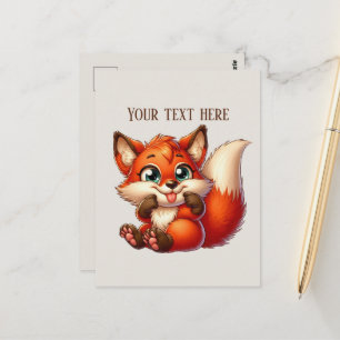 Cute hiking fox lovers customisable  postcard