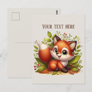 Cute hiking fox lovers customisable  postcard