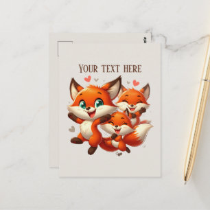 Cute hiking fox lovers customisable  postcard