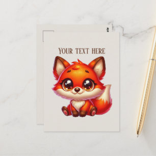 Cute hiking fox lovers customisable  postcard