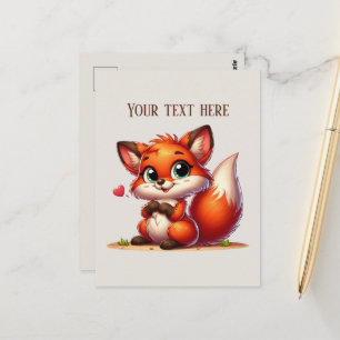 Cute hiking fox lovers customisable postcard