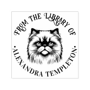 Cute Himalayan Cat Face Library Book Name Self-inking Stamp