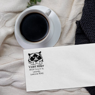 Cute Himalayan Cat Return Address Rubber Stamp