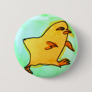 Cute hip Easter chick retro illustration 6 Cm Round Badge