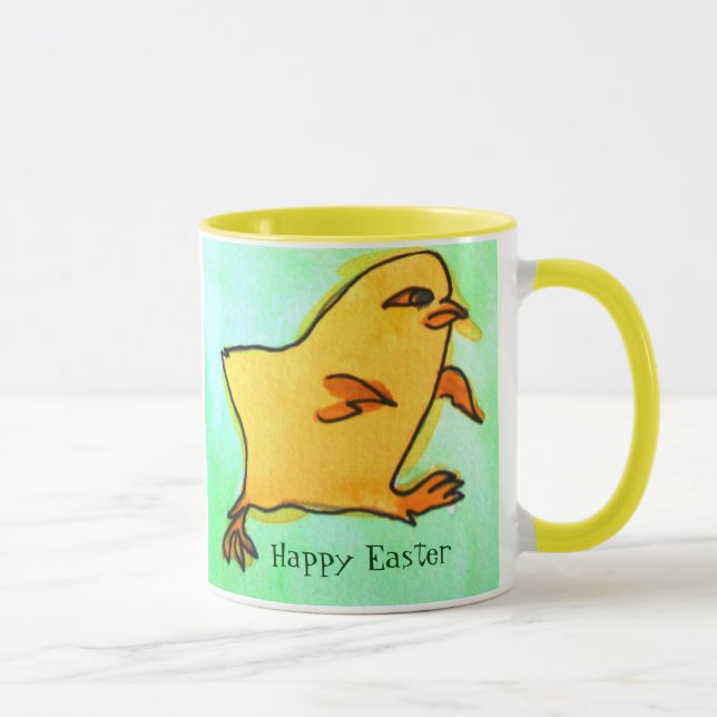 Cute hip Easter chick retro illustration Mug (Right)