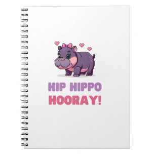Cute HIP HIPPO HOORAY MOO DENG Cartoon Animal Adve Notebook
