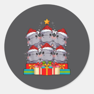 Cute Hip Le Hiptamus Christmas Tree Xmas Hat Classic Round Sticker