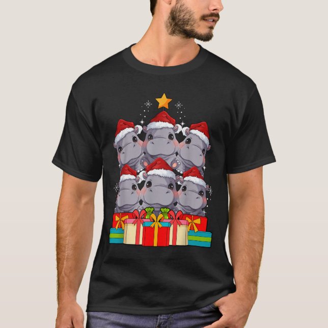 Cute Hip Le Hiptamus Christmas Tree Xmas Hat  T-Shirt (Front)