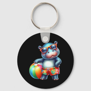 Cute Hip Summer Vacation Beach Ball Key Ring