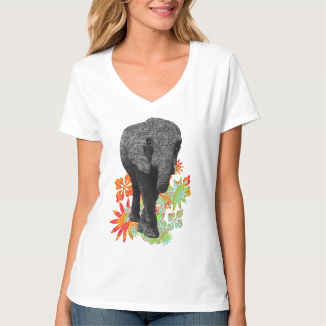 Cute Hippie Elephant tees (Front)