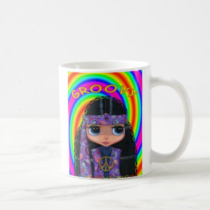 Cute Hippie Girl Doll Headband Groovy Coffee Mug