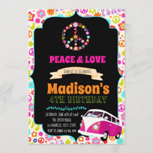 Cute hippie party invitation