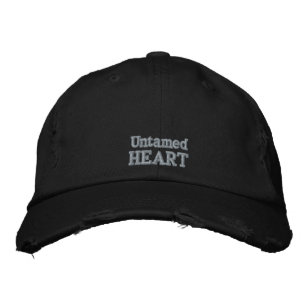 Cute Hippie Untamed Heart Quote Vintage Black Pink Embroidered Hat
