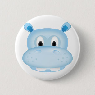 Cute Hippo 6 Cm Round Badge