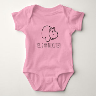 cute hippo baby bodysuit